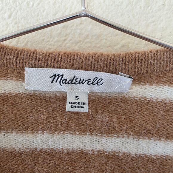 Madewell Striped Alpaca Merino Wool Cardigan Sweater Open Front Womens S Brown W - Picture 9 of 10